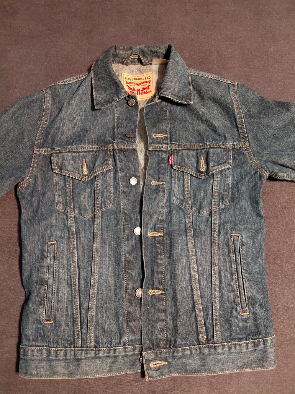 Levi's Men's Washed Blue Denim Jacket with Red Tab